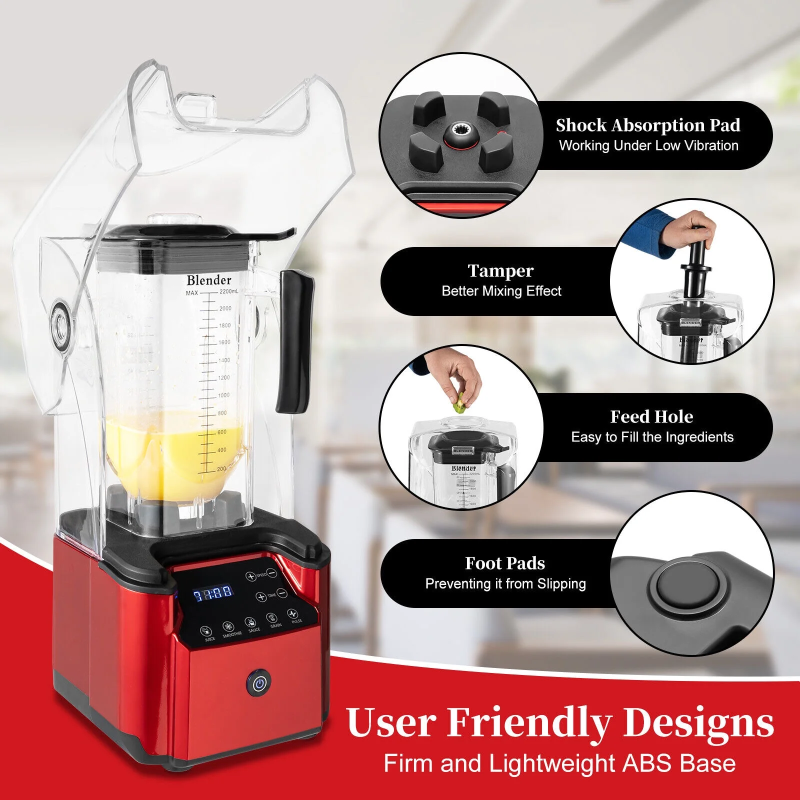 2200ml Commercial Fruit Juicer Smoothie Mixer Ice Crusher Mixing Blender 2200W