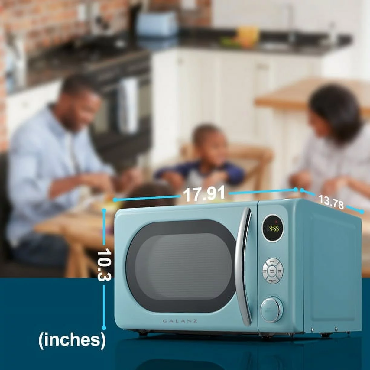 Galanz 0.7 Cu. ft. Retro Countertop Microwave Oven, 700 Watts, Blue