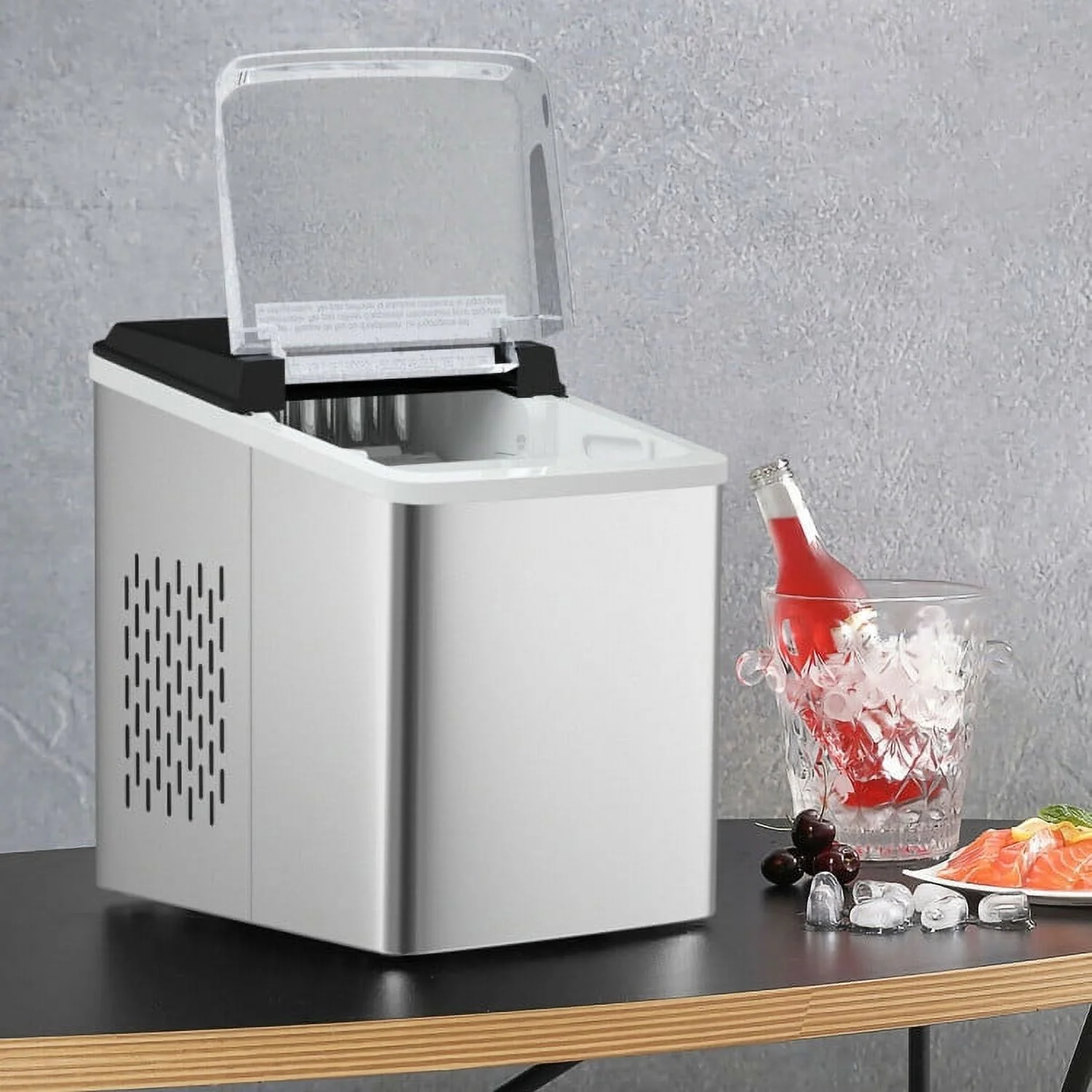 Kadyn Countertop Ice Maker, Ice Machine, Portable Ice Maker, Stainless Steel 26 lbs/24 H Self-Clean Countertop Ice Maker Machine