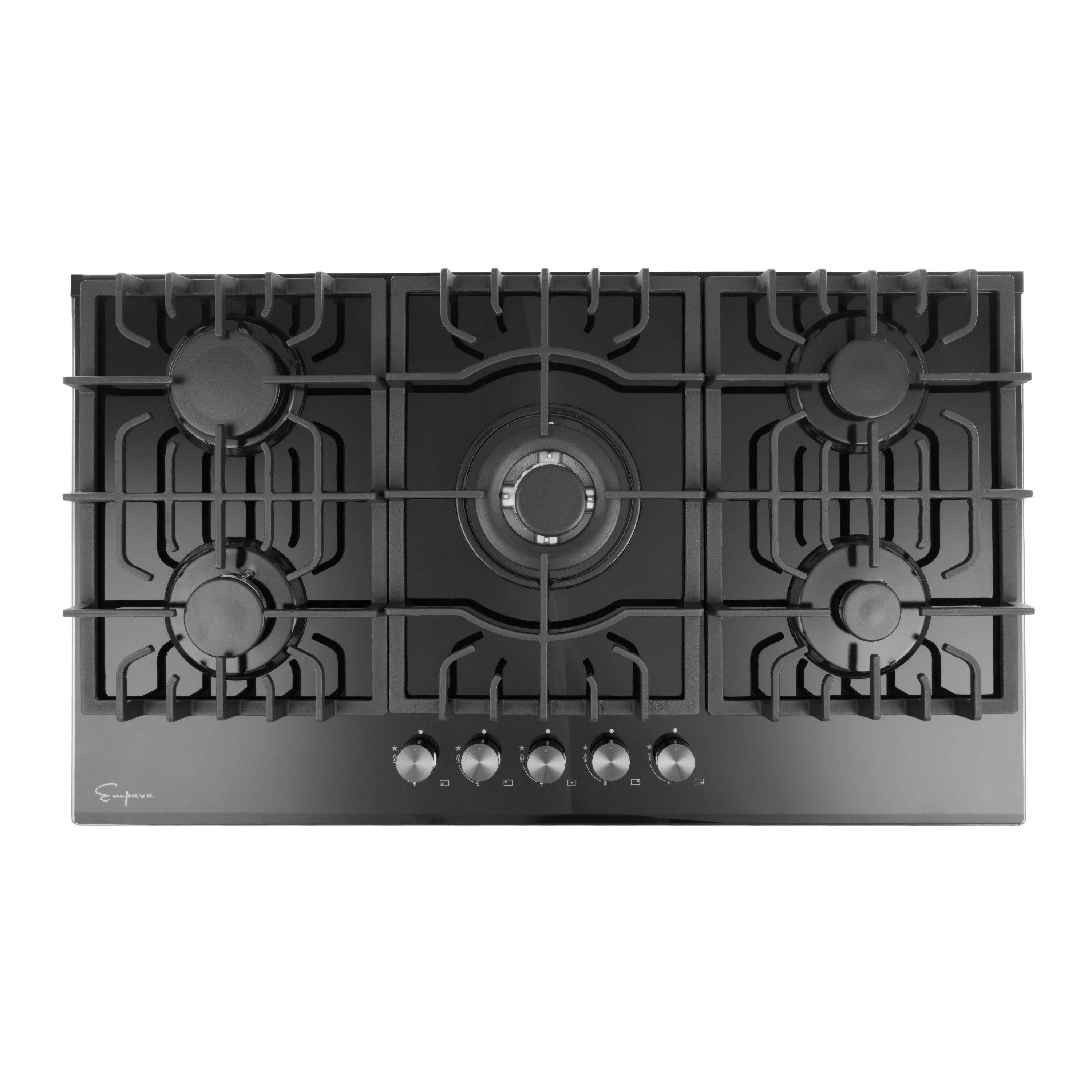 Empava 36' Gas Stove Cooktop with 5 Italy Sabaf Burners - LPG Convertible in Black