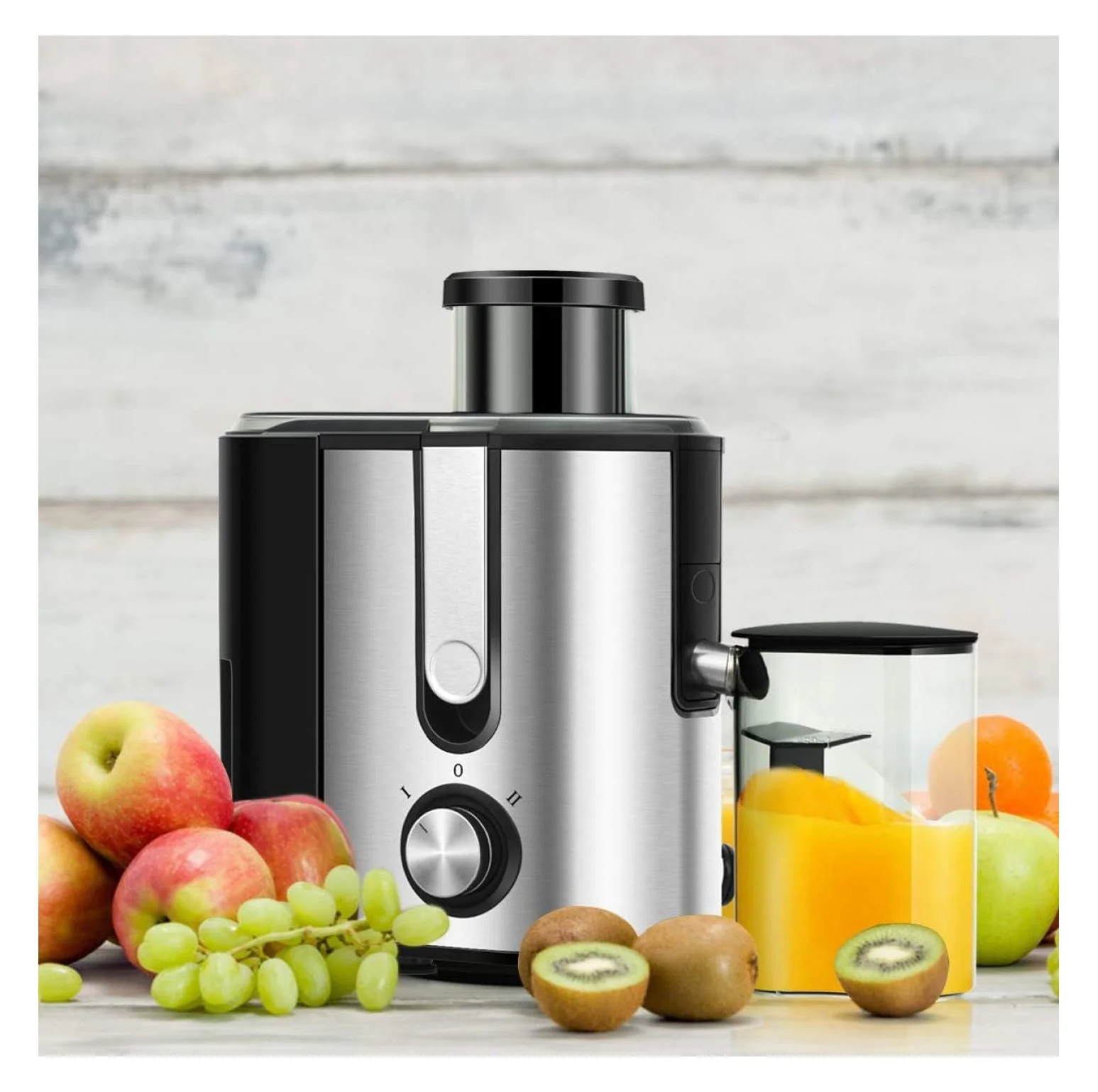 KITYDALK Juicer Machines with 2.5inch Wide Mouth, 400W Masticating Juicer Extractor with Dual Speed Control and Overload Protection, Stainless Steel Centrifugal Juicer with Anti-drip Design, BPA-