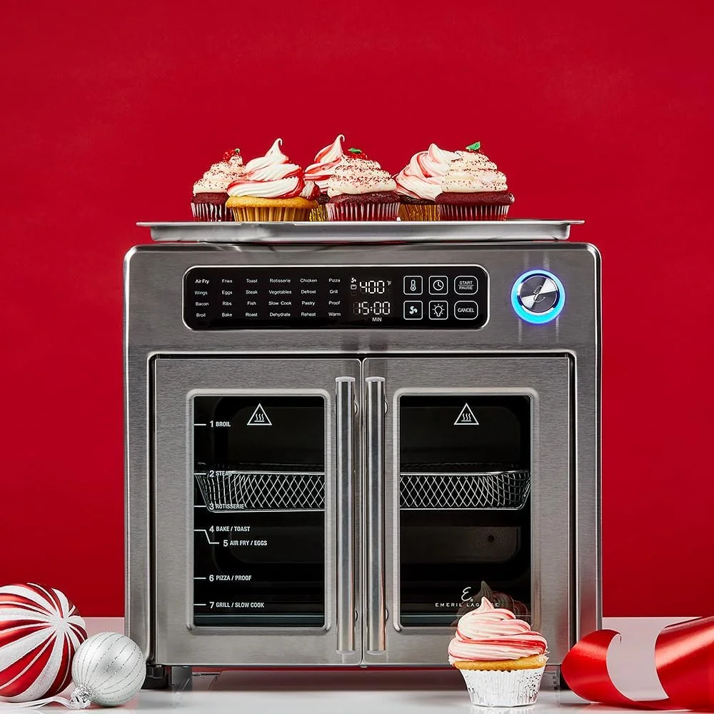 Emeril Everyday Emeril Lagasse 26 QT Extra Large Air Fryer, Convection Toaster Oven with French Doors, Stainless Steel