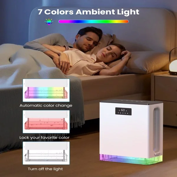 BIZEWO Dehumidifier, 101OZ Small Dehumidifiers for Basement (950 sq.ft) , Bathroom, Bedroom with Auto Shut Off, Large Room Dehumidifier with 2 Working Mode, Defrost, 7 Colors LED Light
