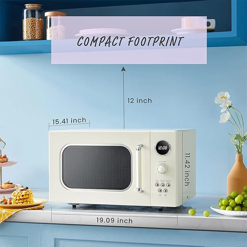 Countertop Microwave Oven w/9 Preset Programs, LED Digital Display, Timer, Beige