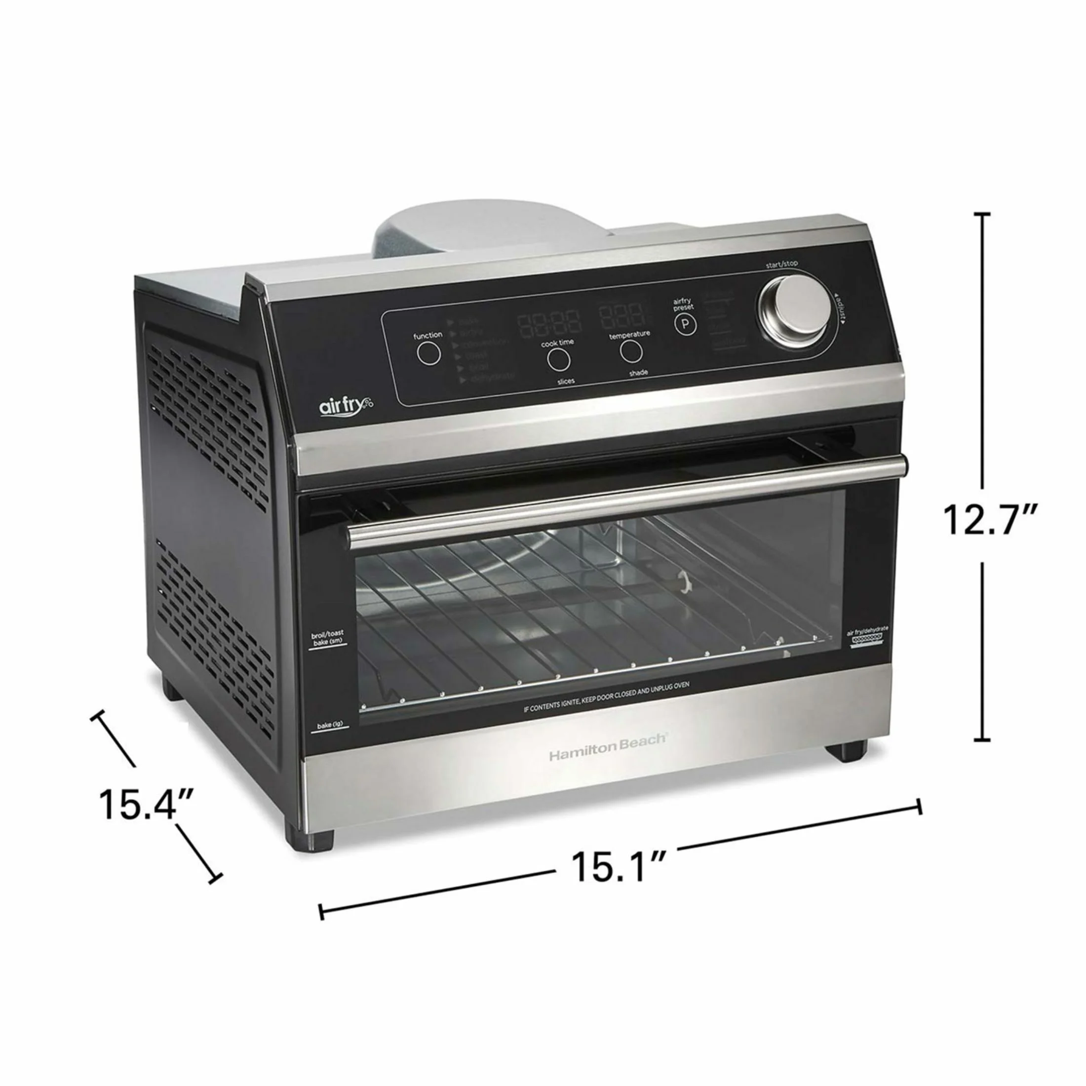 Hamilton Beach Digital Air Fryer Toaster Oven 6 Slice Capacity - Black, Stainless Steel