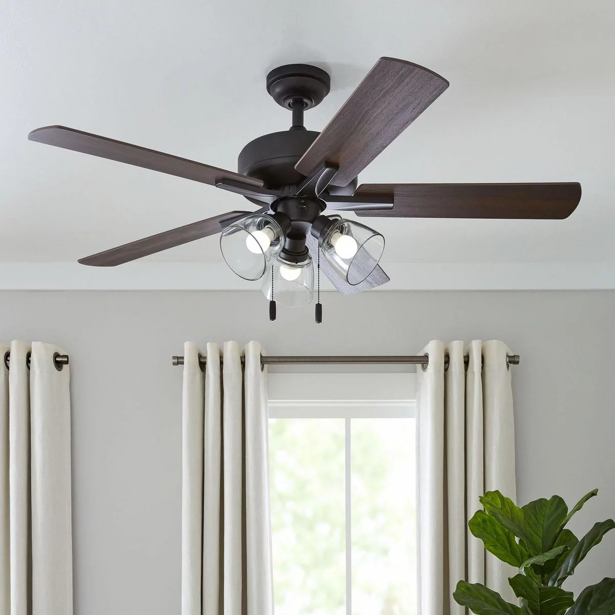 Better Homes & Gardens 52' Bronze Coastal Ceiling Fan, 5 Reversible Blades, 3 LED Bulbs Included