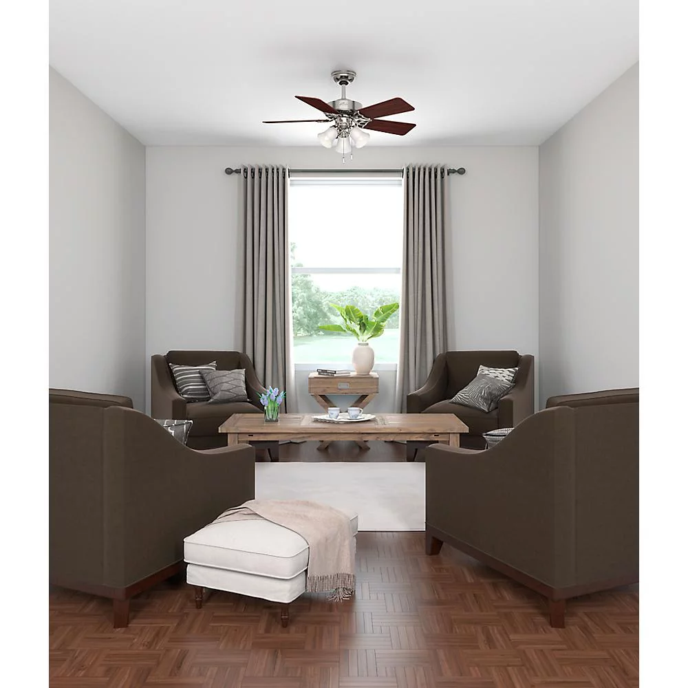 Hunter Southern Breeze 42' Ceiling Fan w/ Lights and Pull Chain, Brushed Nickel