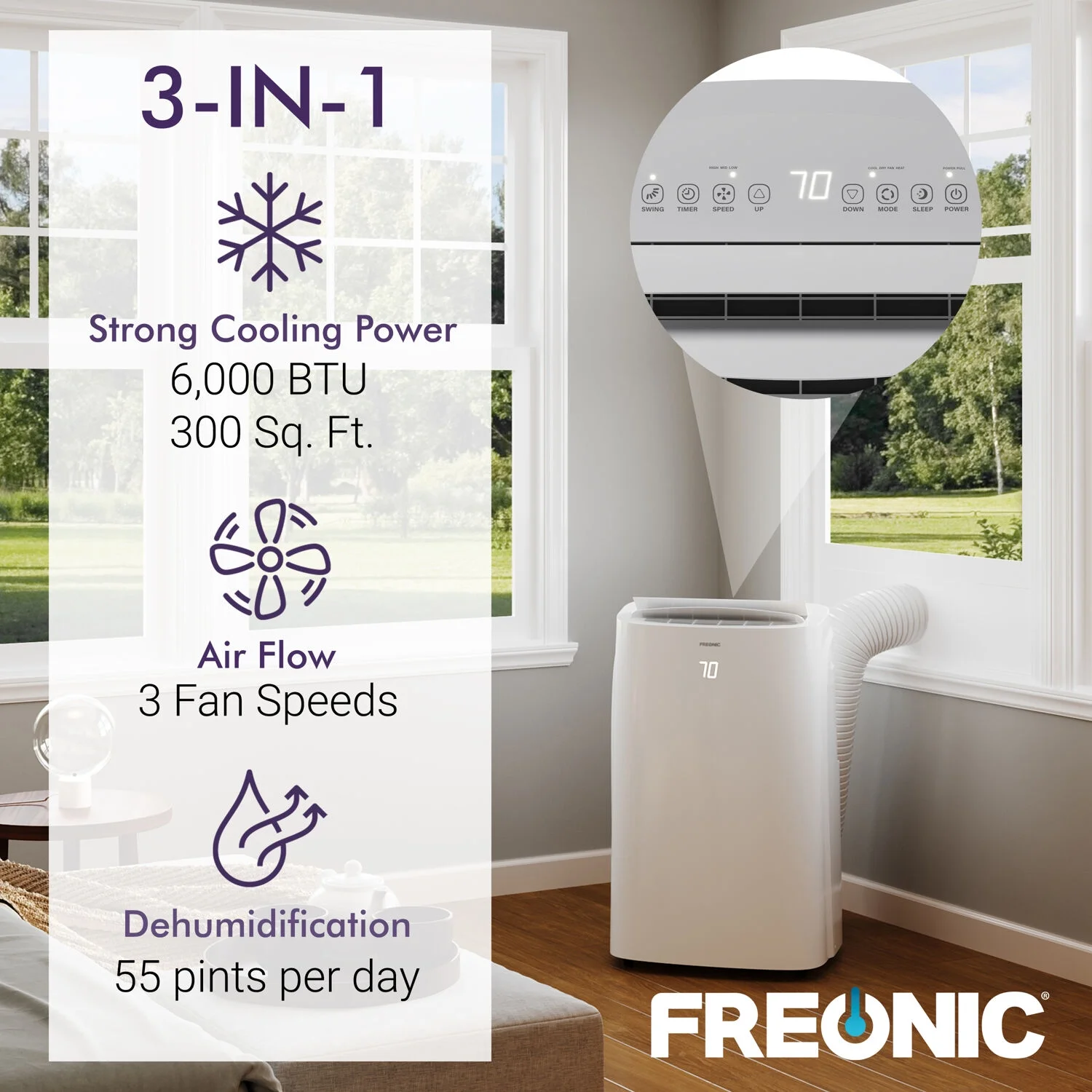 Freonic 6,000 BTU (9,000 BTU ASHRAE) 115V 300 sq.ft. Portable Air Conditioner, FHCP061AKR