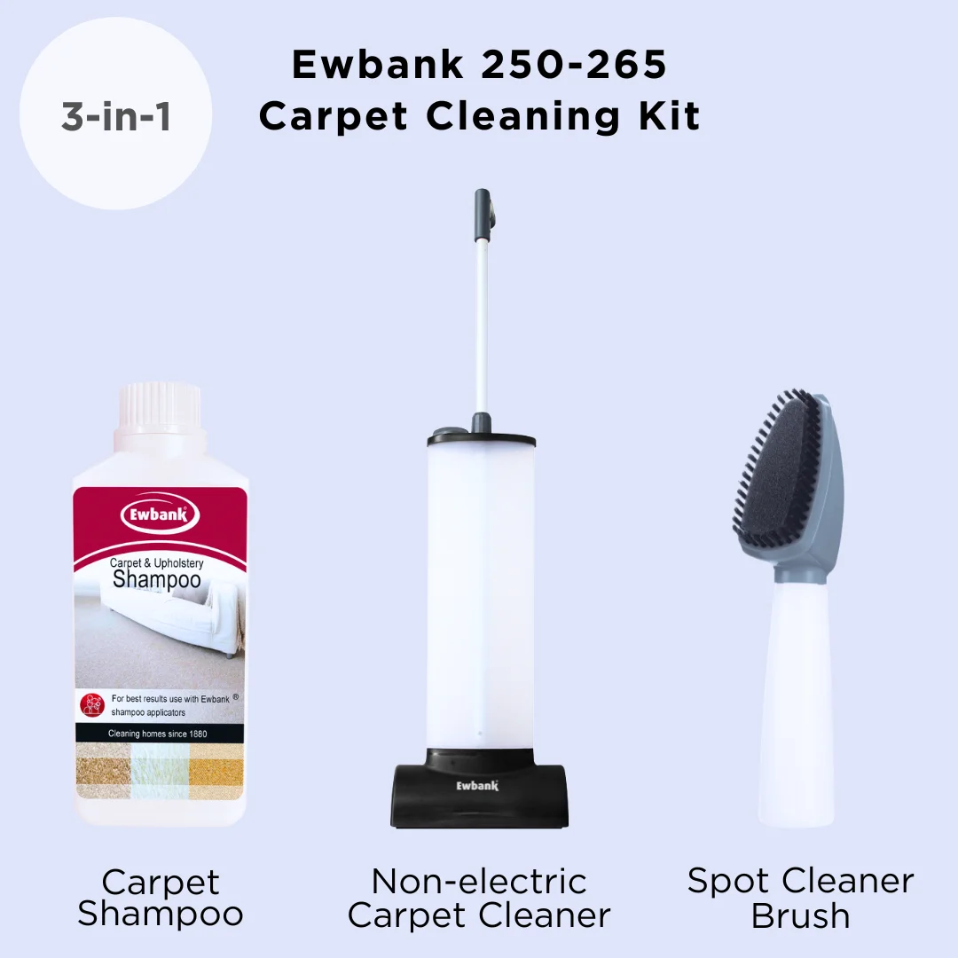 Ewbank Carpet Cleaning Kit - Compact Carpet Shampooer with Portable Stain Remover Brush, and Carpet Cleaning Solution Shampoo - 250-265, Rugs, Carpets, Car Interior