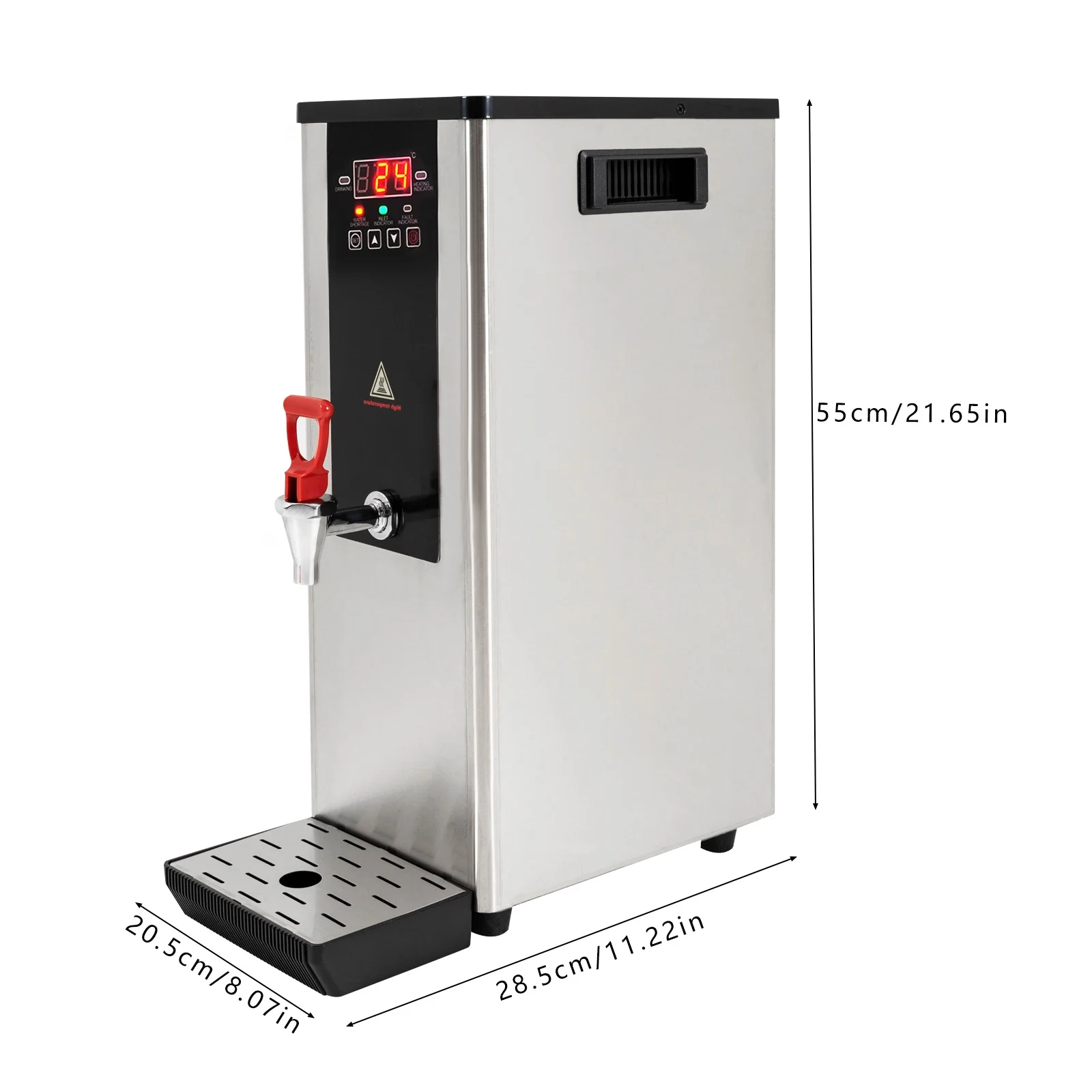 Aiqidi 10L Commercial Electric Water Boiler Hot Water Dispenser 2400W Stainless Steel Full-Automatic Intelligent Step Heating Boiling Water Machine with LCD Display for Tea Coffee Shop Hotel Office