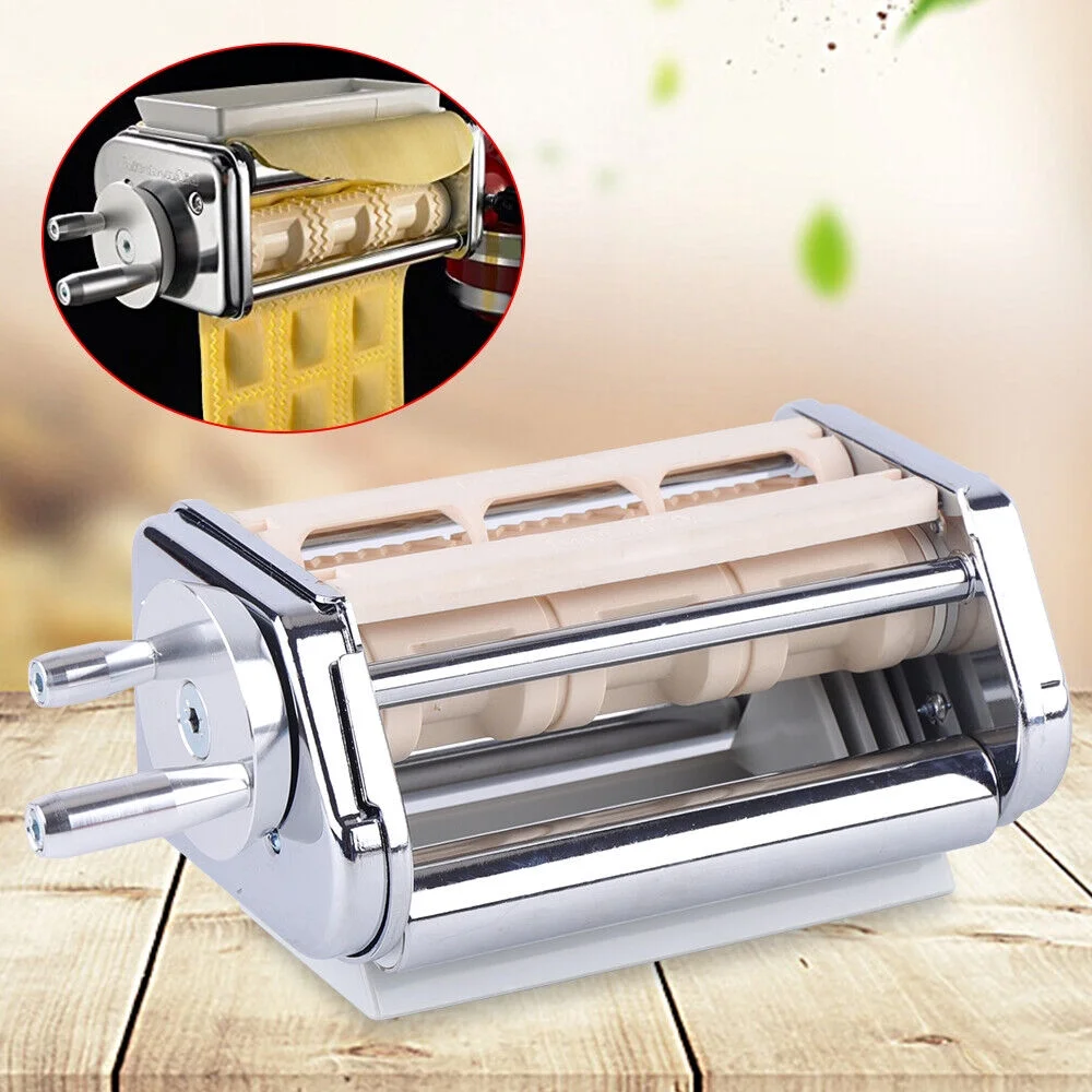 Kitchen Ravioli Maker Pasta Roller Cutter Mixer Attachment Kit Stainless Steel