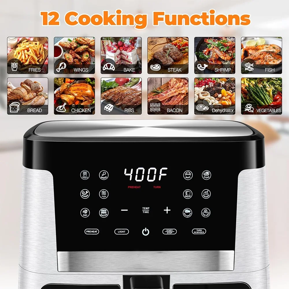 Air Fryer, Airfryers Oven w/Visible Cooking Window & LCD Touch Screen, White