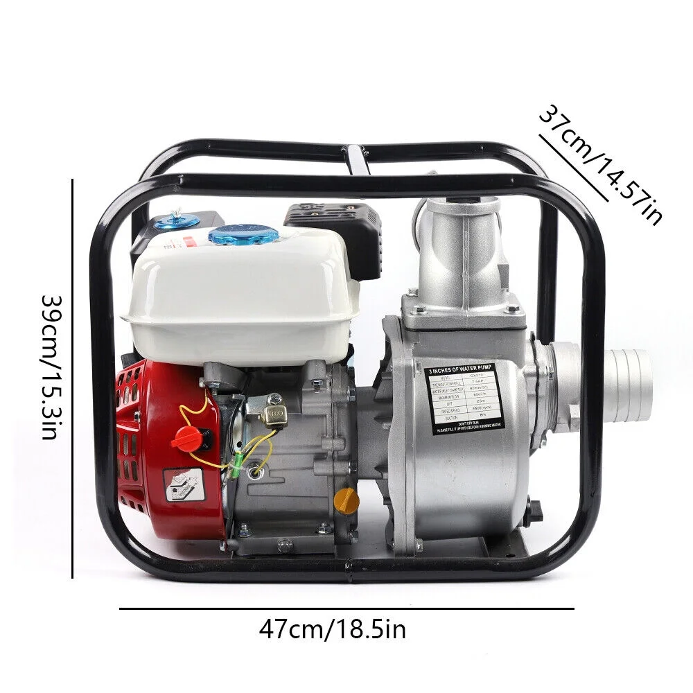 High Pressure Water Pump 3' Gasoline Water Pump for Irrigation,210cc Portable Water Transfer Pump Gas Powered,4-Stroke 7.5HP Petrol Water Transfer High Pressure Pump