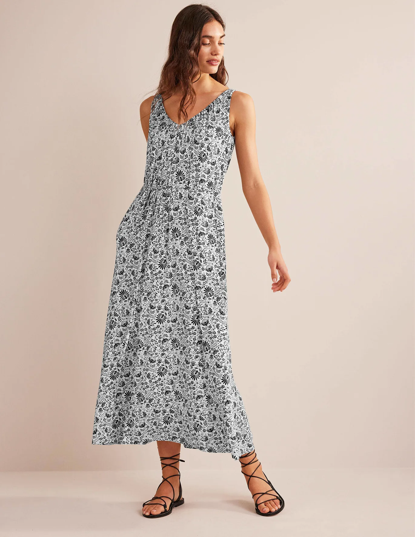 V Neck Jersey Maxi Dress Boden