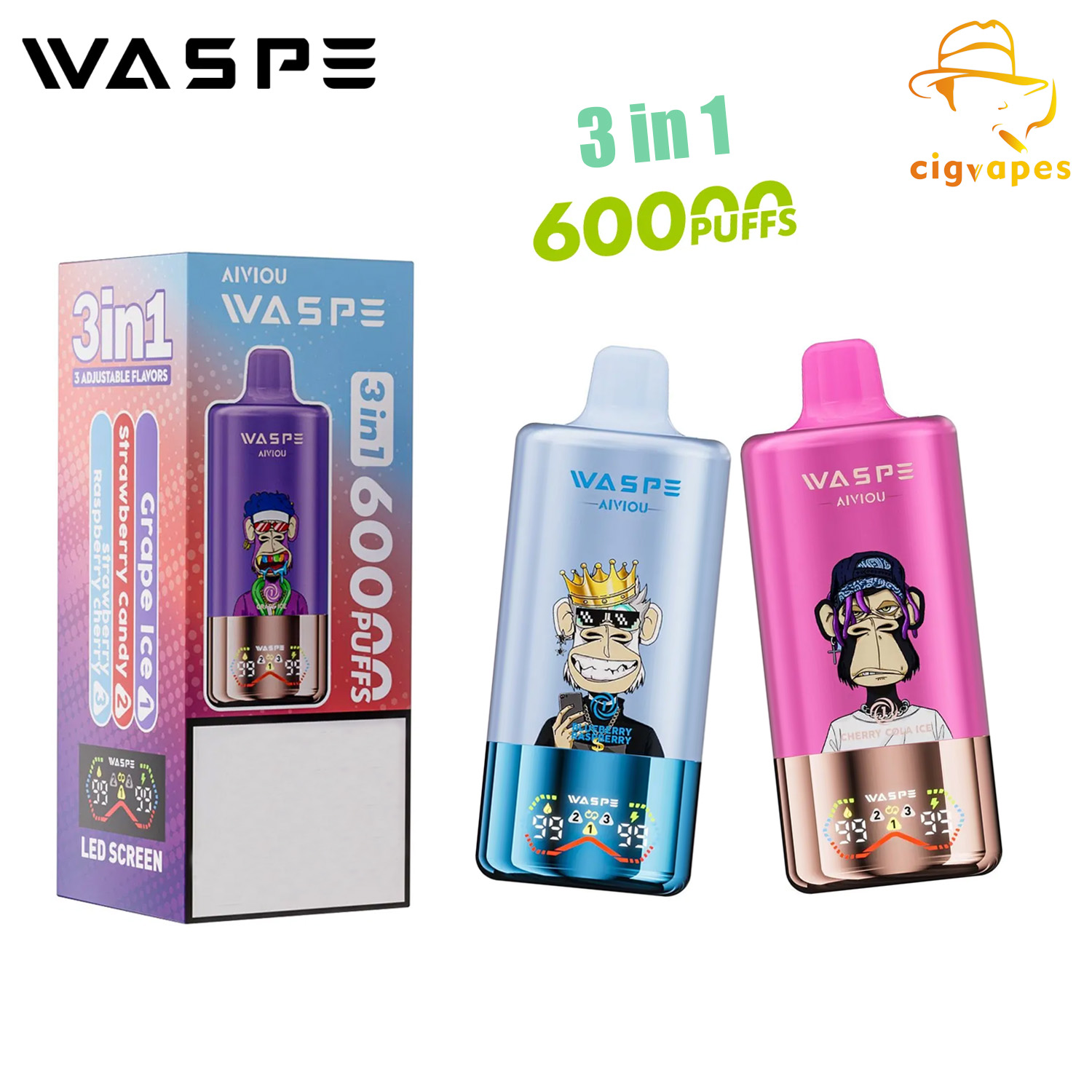 WASPE 3 in 1 60000 PUFFS Triple options Disposable Vape