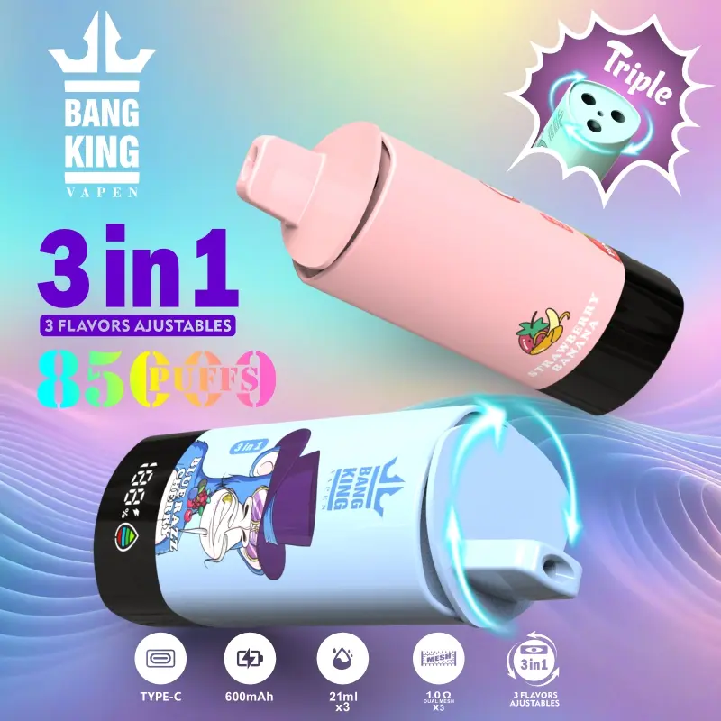 Bang King 85000 Puffs 85k 3 in 1 Options Newest Original Rechargeable LCD Display Disposable Vape Great One BangKing Vapes