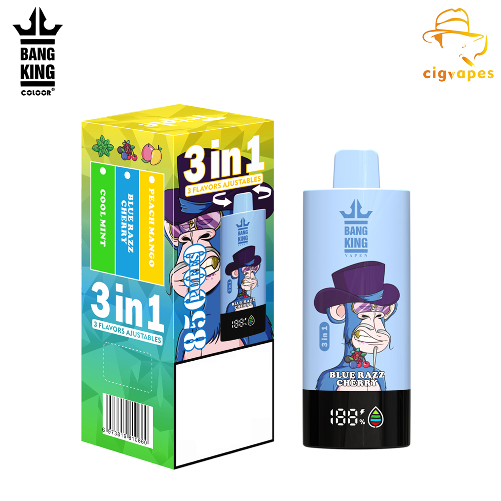 Bang King 85000 Puffs 85k 3 in 1 Options Newest Original Rechargeable LCD Display Disposable Vape Great One BangKing Vapes