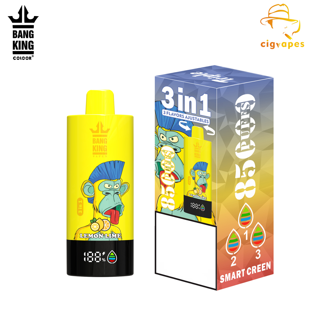Bang King 85000 Puffs 85k 3 in 1 Options Newest Original Rechargeable LCD Display Disposable Vape Great One BangKing Vapes