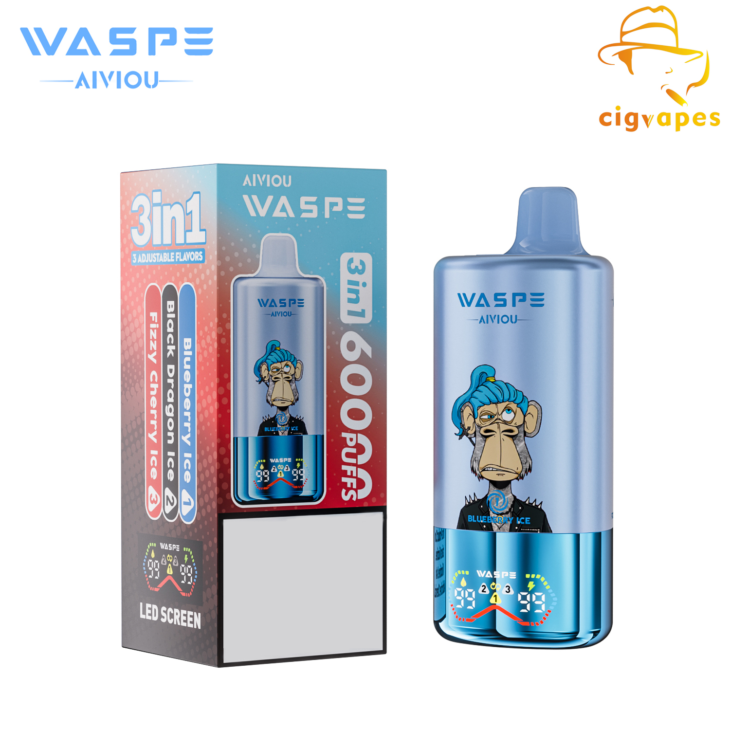 EU warehouse WASPE 3 in 1 60000 Puffs 60k Disposable Vape Triple options