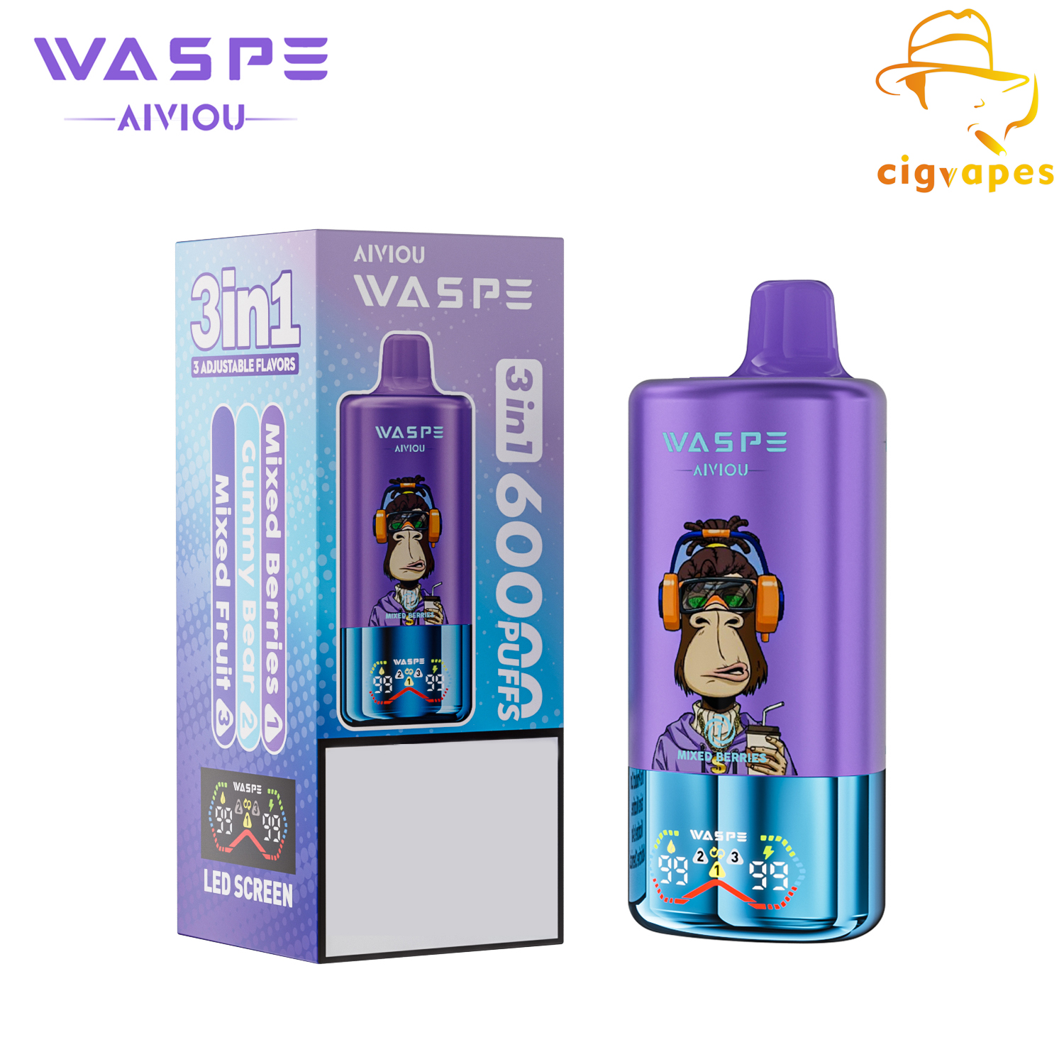 EU warehouse WASPE 3 in 1 60000 Puffs 60k Disposable Vape Triple options
