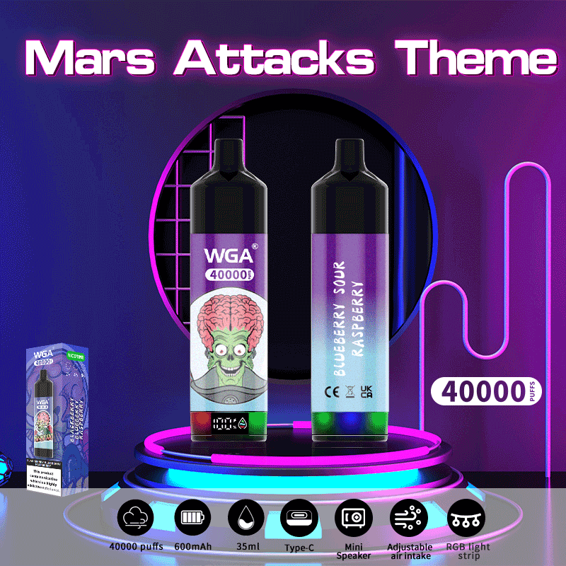 EU Warehouse WGA Mars Attacks Theme 40000 Puffs 40k Disposable Vape Digital Display Music Wga40000