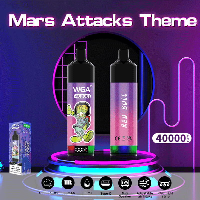 EU Warehouse WGA Mars Attacks Theme 40000 Puffs 40k Disposable Vape Digital Display Music Wga40000