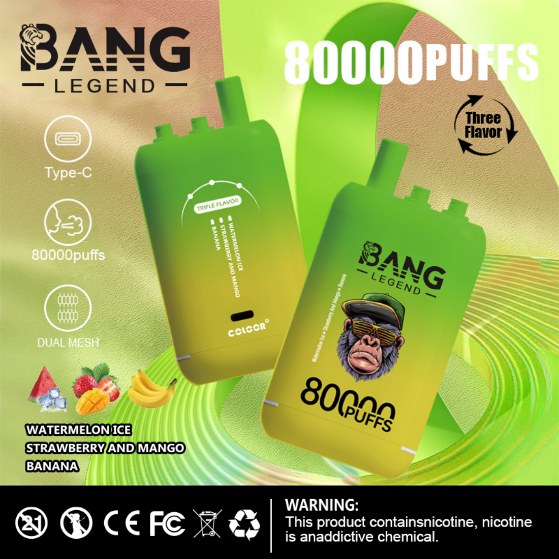 Bang Legend 80000 Puffs 80k Triple Flavors Disposable E Cigarette Pod Kit Bangking Vape