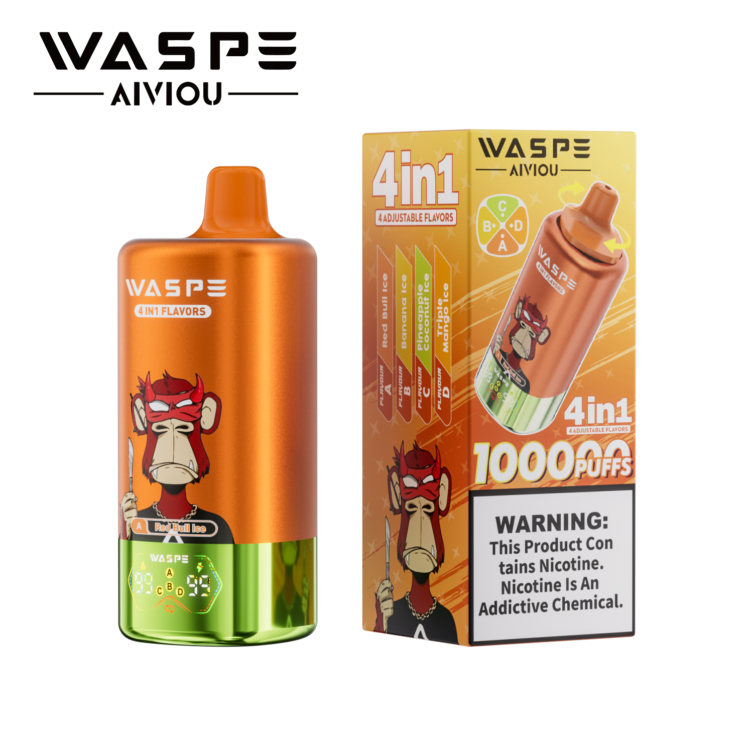 WASPE 4in1 Flavor 100000 Puffs 100k Authentic Disposable Vape