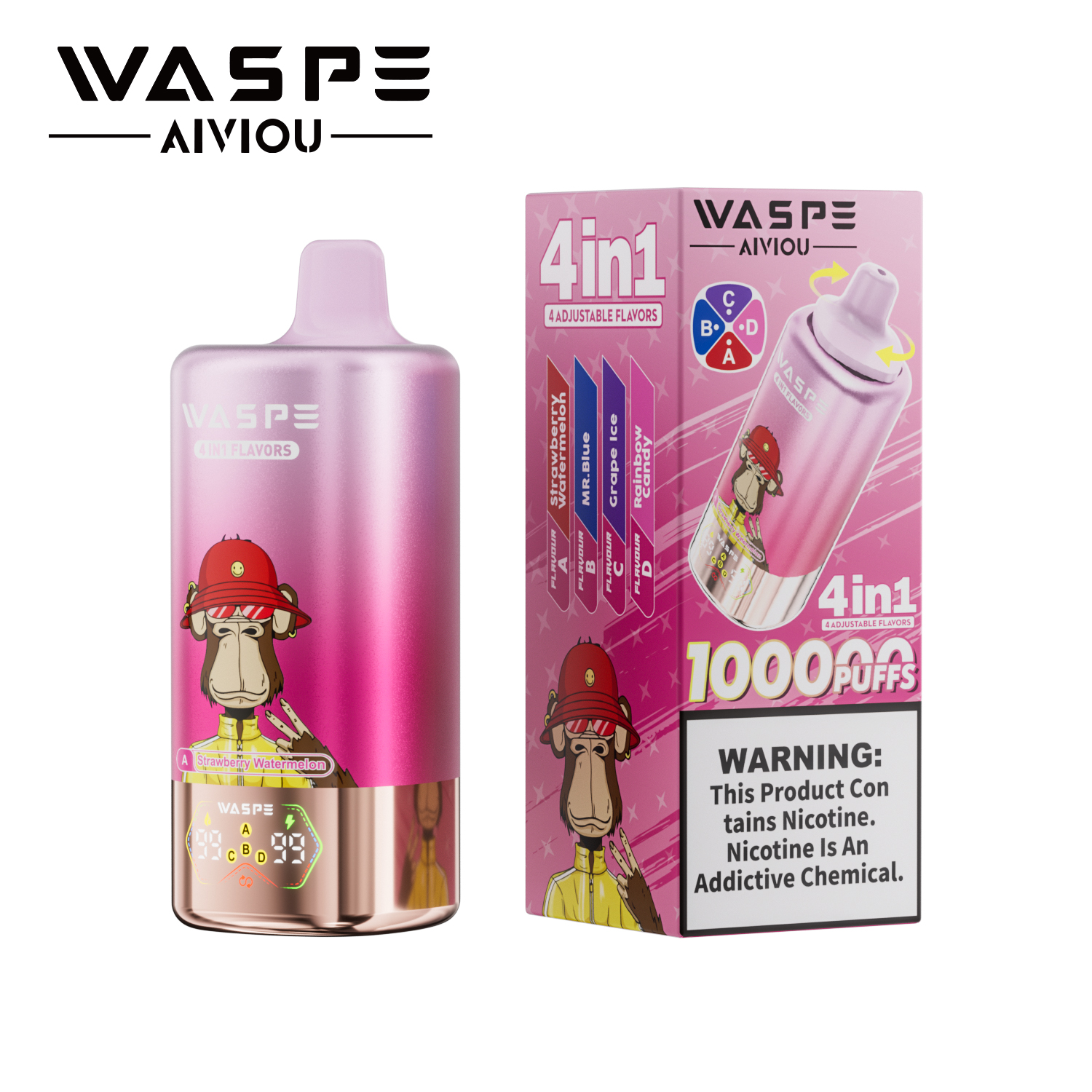 WASPE 4in1 Flavor 100000 Puffs 100k Authentic Disposable Vape