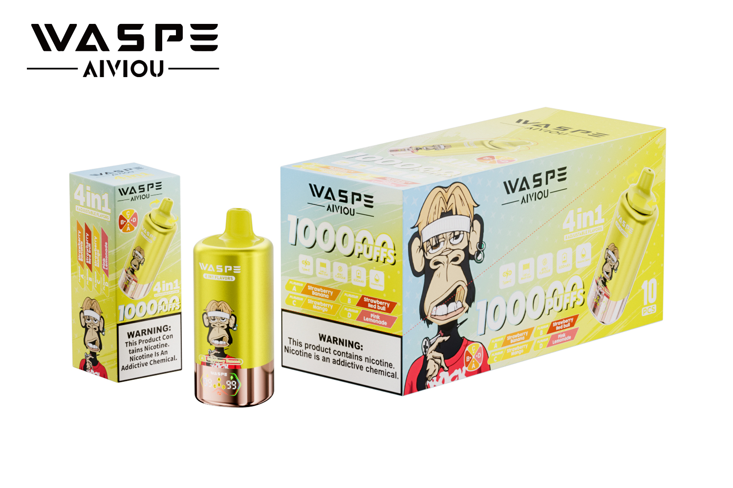 WASPE 4in1 Flavor 100000 Puffs 100k Authentic Disposable Vape