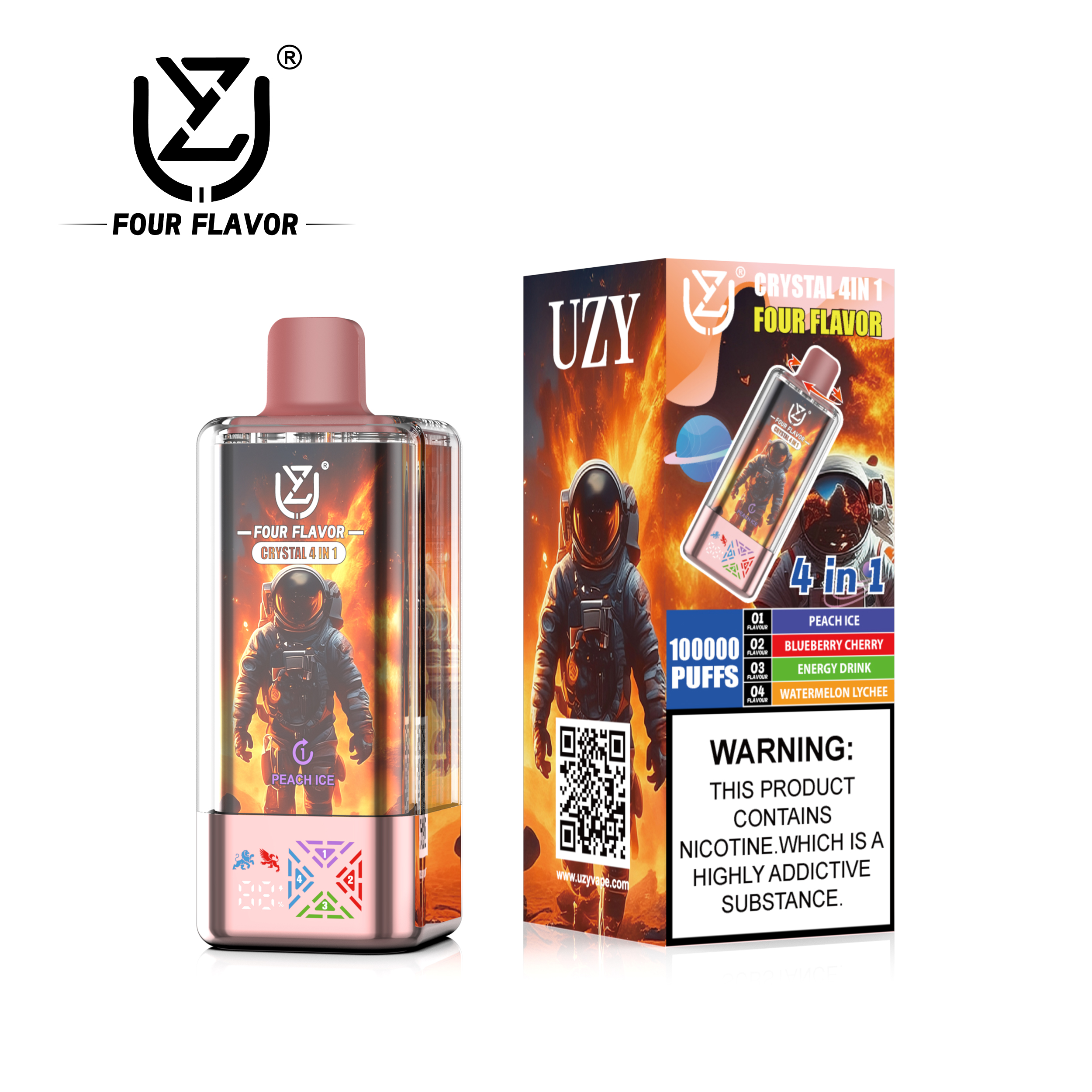 UZY Crystal 4 in 1 100000 Puffs 100k Disposable Vape with Digtal Display