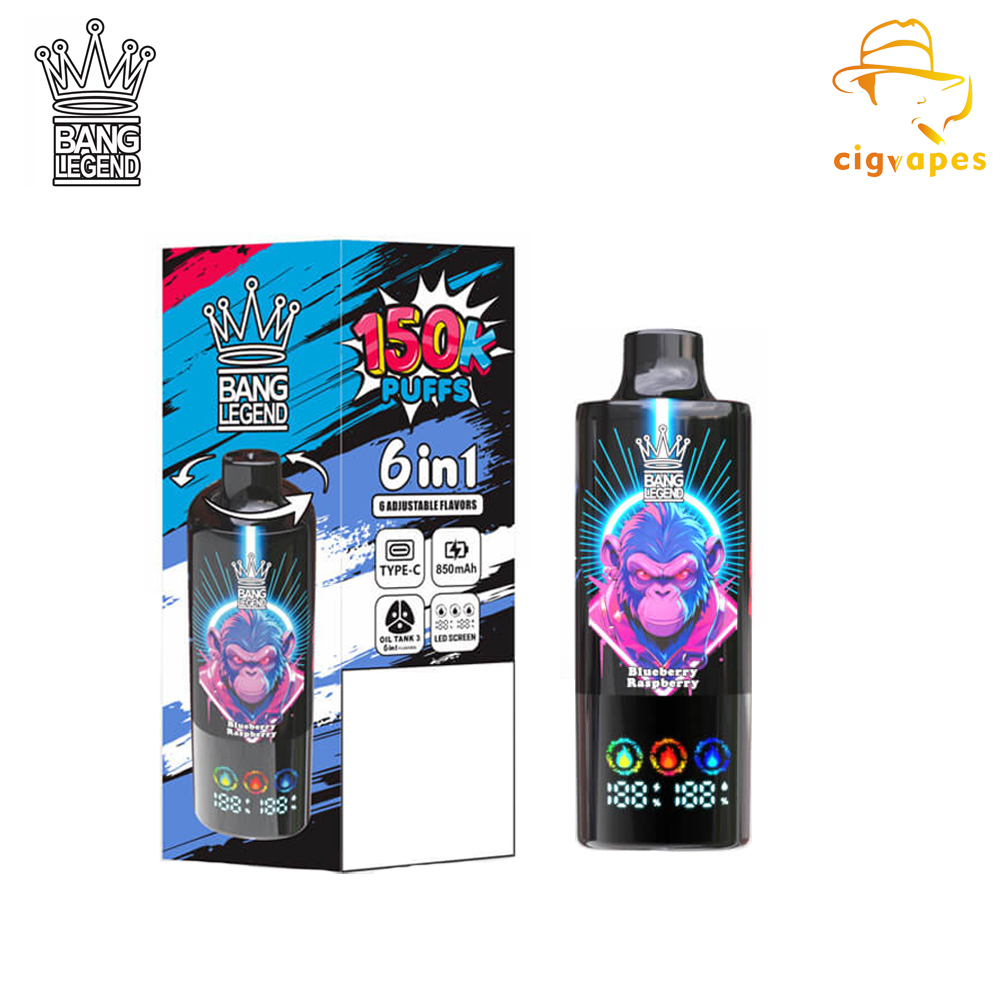 Bang Legend 150K Puff 150000 6 Flavor In 1 Disposable Vape with LED Display