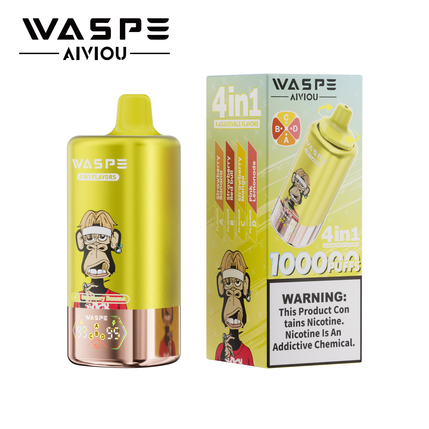 EU Warehouses WASPE 100k 4 in 1 Puff 100000 Disposable Vape Quad Options E-cigarettes