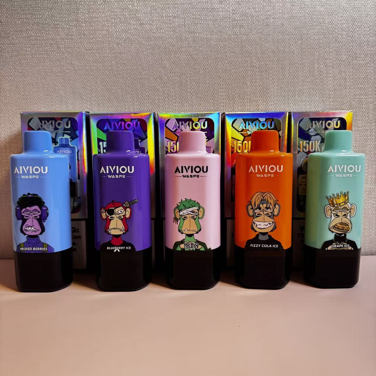 EU Warehouse WASPE Aiviou 6 in 1 150k Puffs 150000 Disposable Vape With LED Display Screen