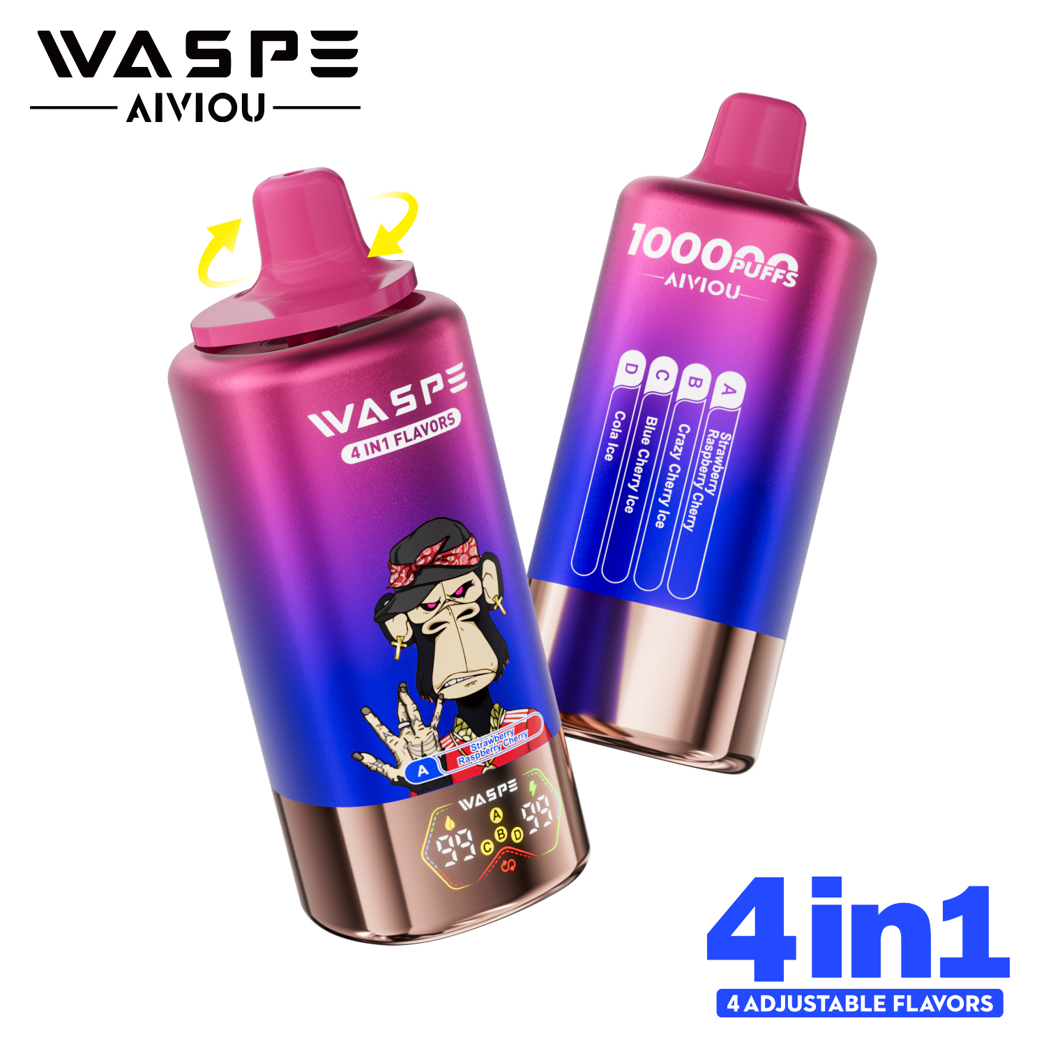 EU Warehouses WASPE 100k 4 in 1 Puff 100000 Disposable Vape Quad Options E-cigarettes
