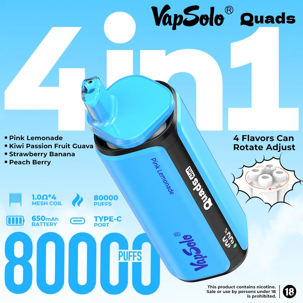 EU Warehouse Vapsolo Quads 80K 80000 Puffs Vape 4 Flavors in One