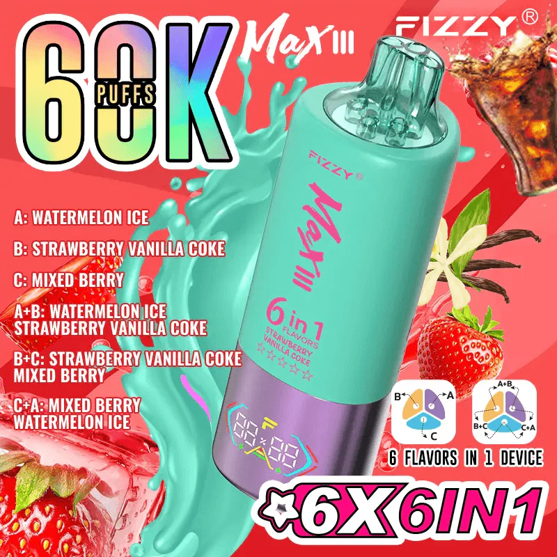 EU Warehouses FIZZY Max III 60000 puff 60K Disposable Rechargeable Vape