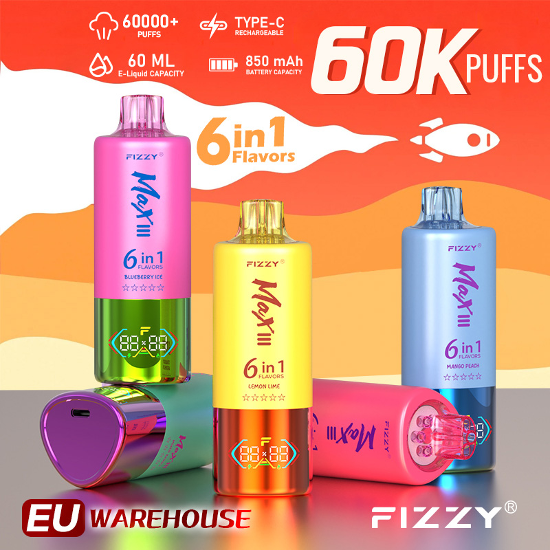 EU Warehouses FIZZY Max III 60000 puff 60K Disposable Rechargeable Vape