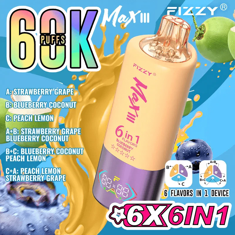 EU Warehouses FIZZY Max III 60000 puff 60K Disposable Rechargeable Vape