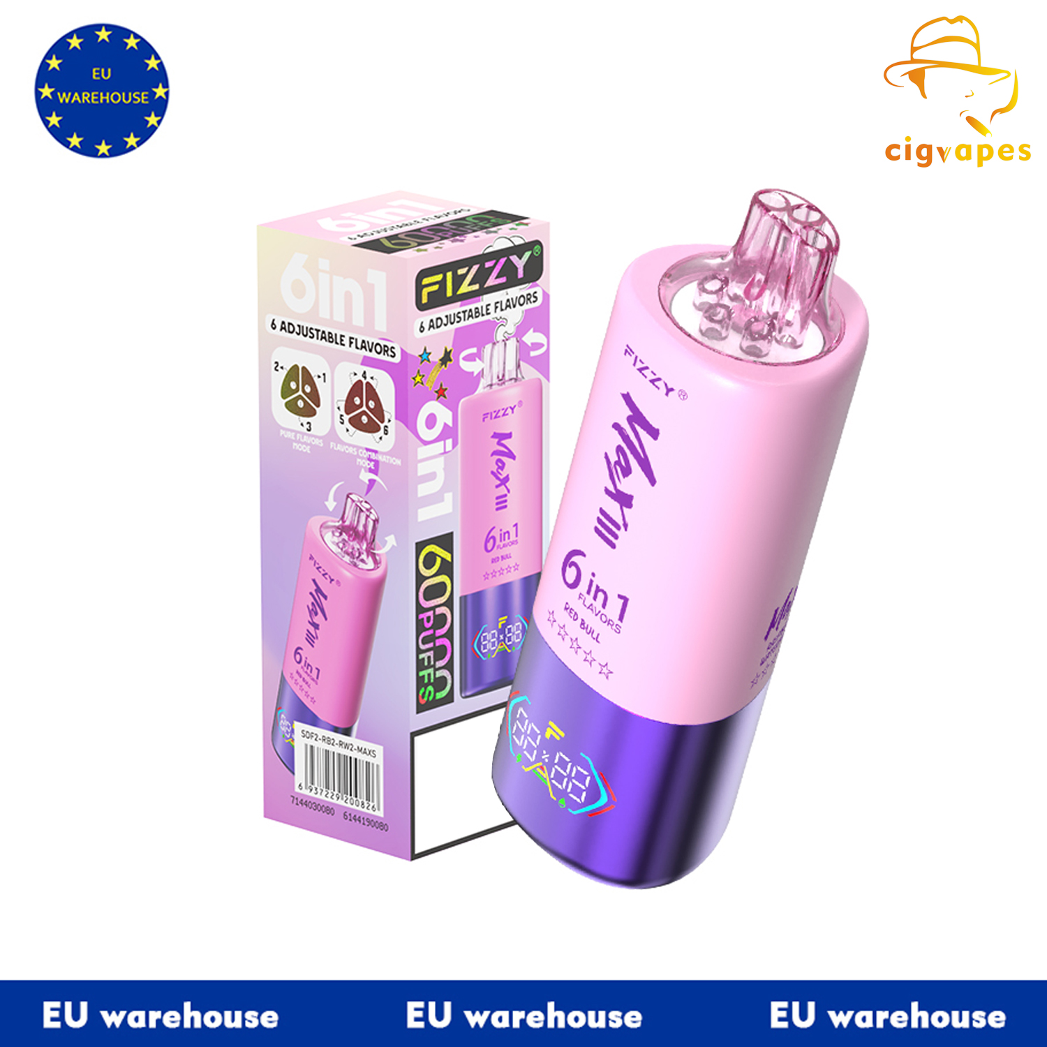 EU Warehouses FIZZY Max III 60000 puff 60K Disposable Rechargeable Vape