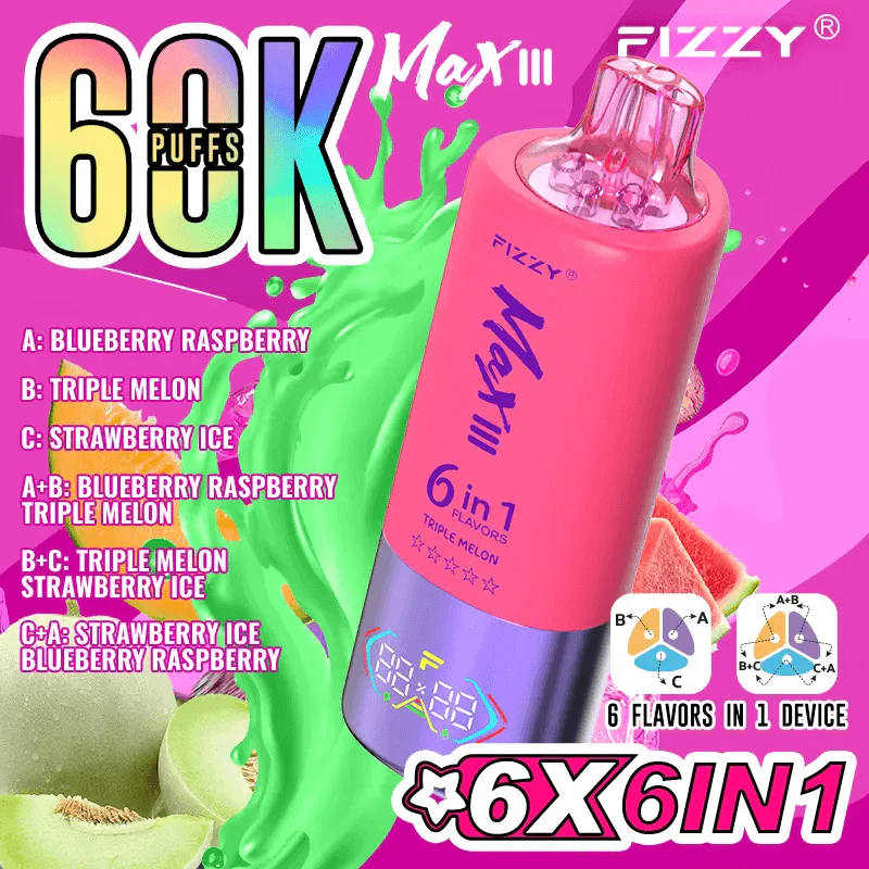 EU Warehouses FIZZY Max III 60000 puff 60K Disposable Rechargeable Vape