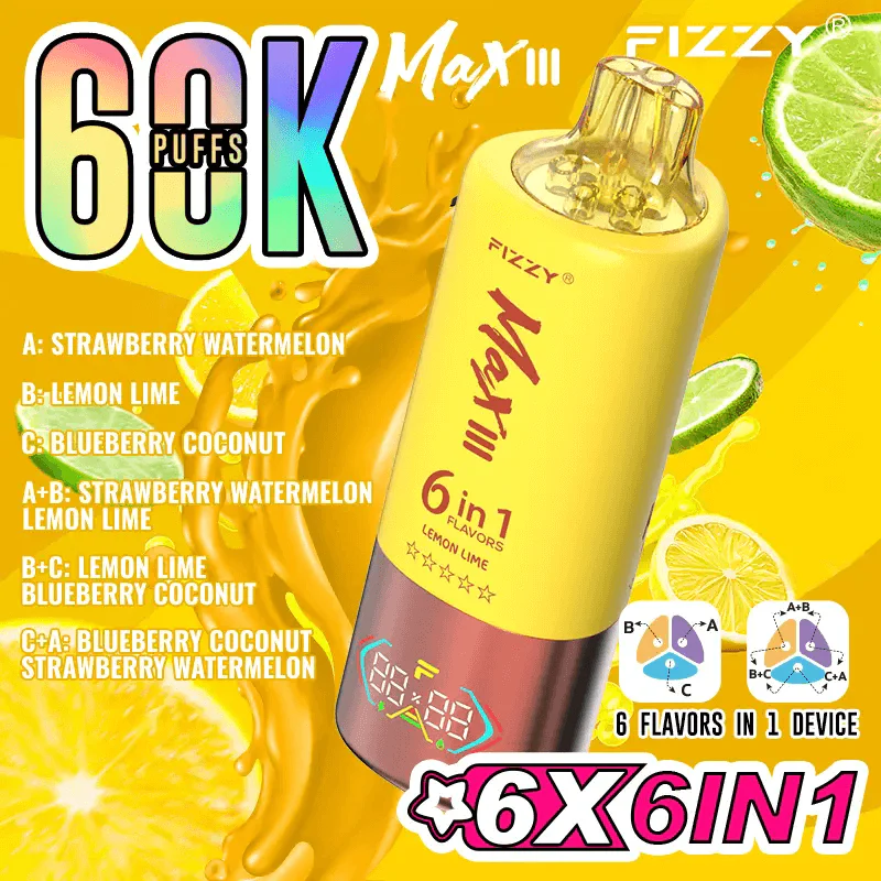 EU Warehouses FIZZY Max III 60000 puff 60K Disposable Rechargeable Vape