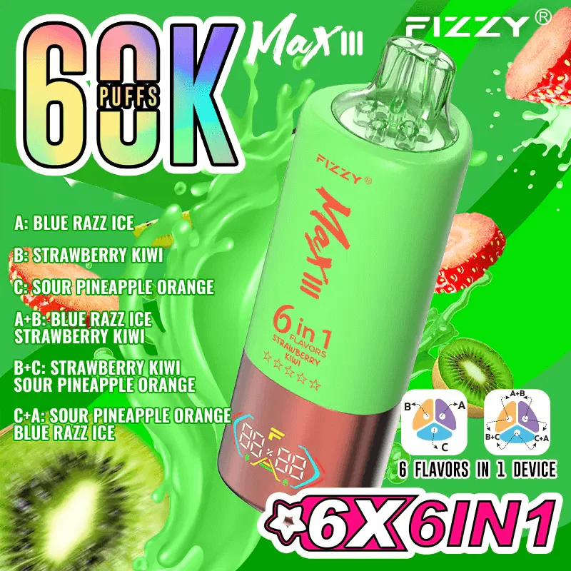 EU Warehouses FIZZY Max III 60000 puff 60K Disposable Rechargeable Vape