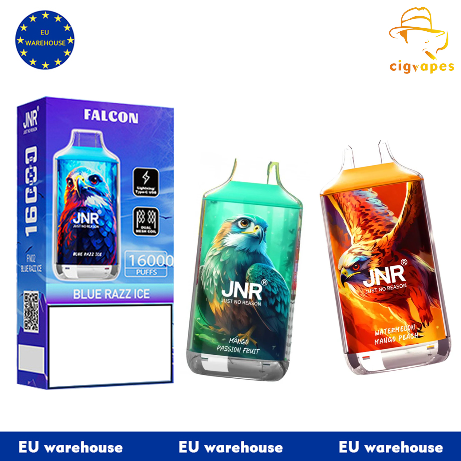 EU Warehouses JNR Falcon 16000 Puffs 16K Disposable Vapes