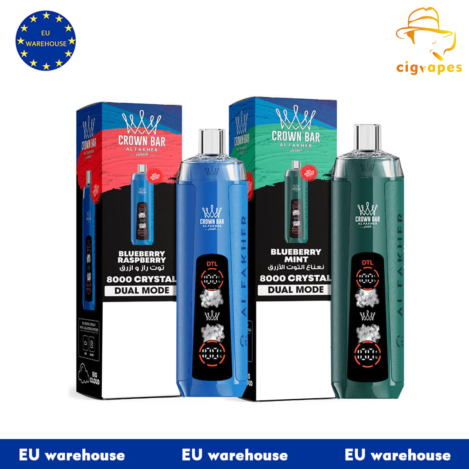 Al Fakher Crown Bar Crystal 8000 Pro Puffs Disposable Vape