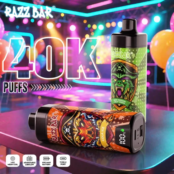 EU Warehouse Razzbar 40000 Puffs 40k Disposable Vape With Smart Screen