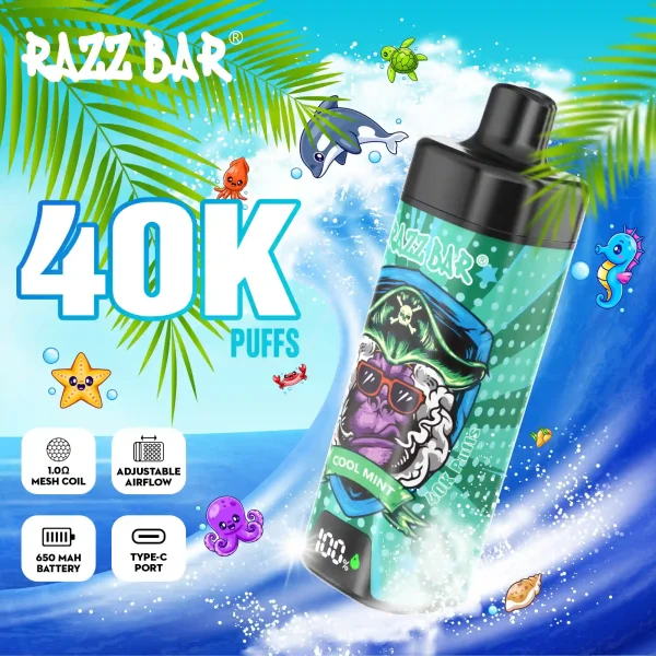 EU Warehouse Razzbar 40000 Puffs 40k Disposable Vape With Smart Screen