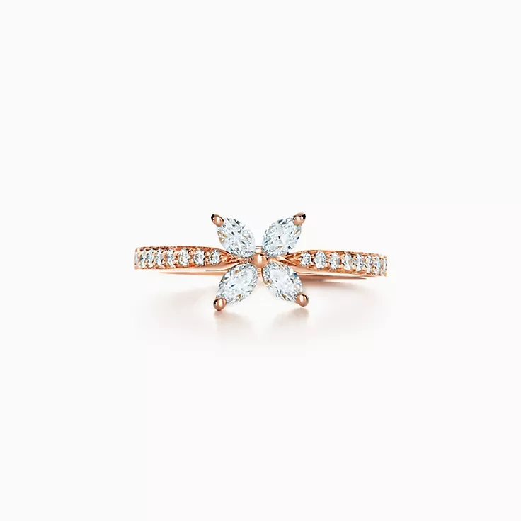Replica Tiffany Victoria Series 18K Rose Gold Diamond Ring Fossilry