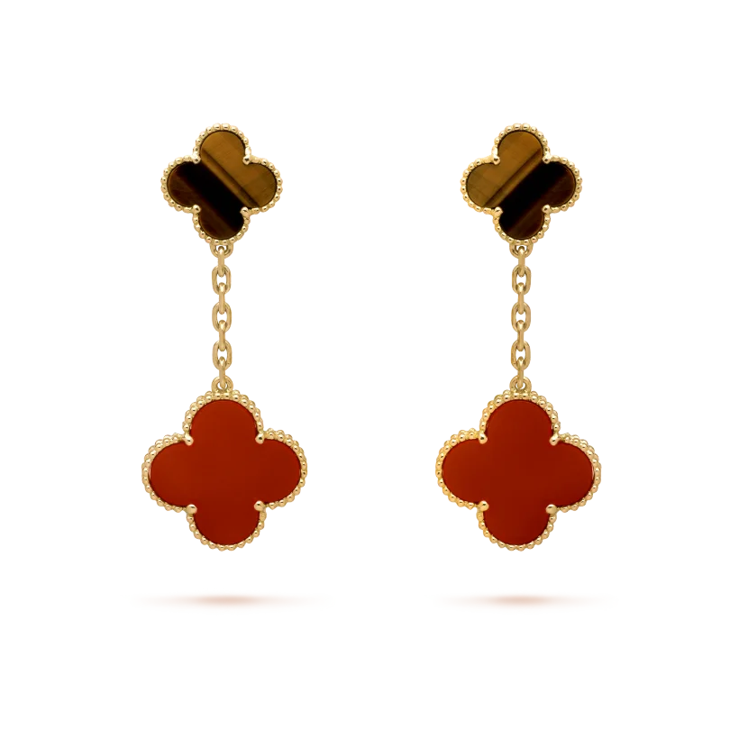 Replica Van Cleef Arpels Magic Alhambra earrings with 2 patterns Fossilry