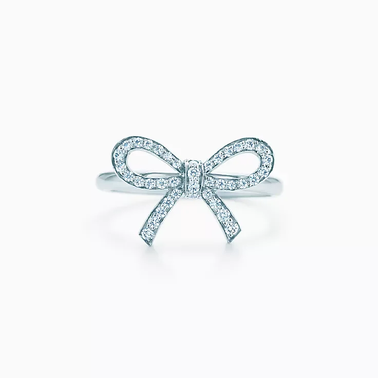 Replica Tiffany Bow Series Platinum Diamond Ring Fossilry
